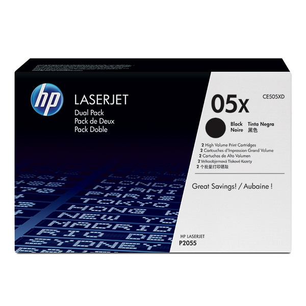 HP 05XD (CE505XD) toner zwart hoge capaciteit dubbelpak (origineel) CE505XD 054074 - 1