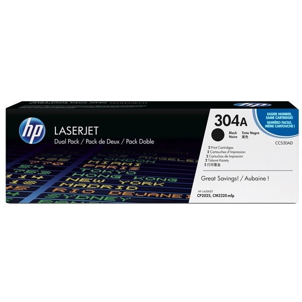 HP 304A (CC530AD) toner zwart dubbelpak (origineel) CC530AD 039860 - 1