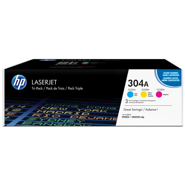 HP 304A (CF372AM) multipack cyaan/magenta/geel (origineel) CF372AM 054762 - 1