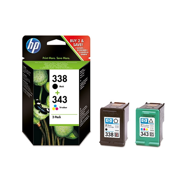 HP 338 + HP 343 (SD449EE) inktcartridge zwart en kleur (origineel) SD449EE 044160 - 1