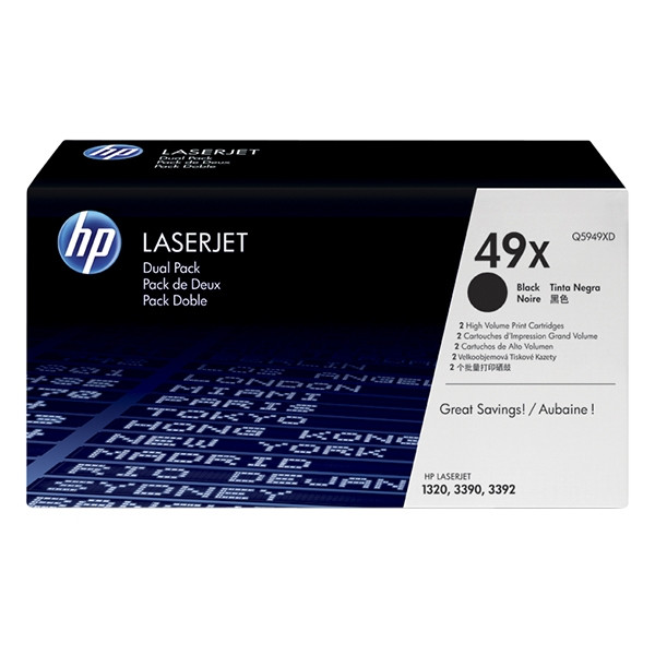 HP 49XD (Q5949XD) toner zwart hoge capaciteit dubbelpak (origineel) Q5949XD 054076 - 1