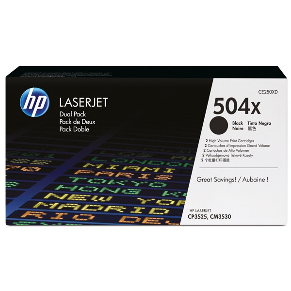 HP 504X (CE250XD) toner zwart hoge capaciteit dubbelpak (origineel) CE250XD 054118 - 1