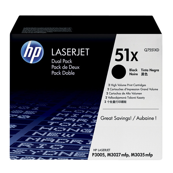 HP 51XD (Q7551XD) toner zwart hoge capaciteit dubbelpak (origineel) Q7551XD 054084 - 1