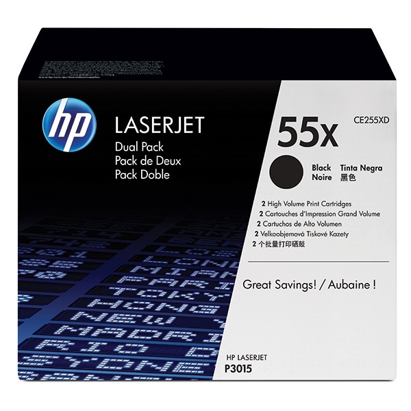 HP 55XD (CE255XD) toner zwart dubbelpak hoge capaciteit (origineel) CE255XD 054100 - 1