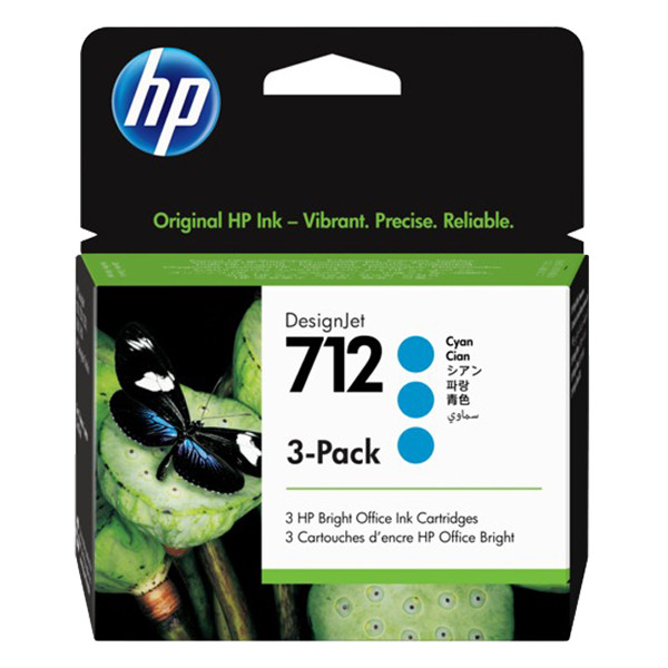 HP 712 (3ED77A) cyaan multipack 3 stuks (origineel) 3ED77A 653020 - 1