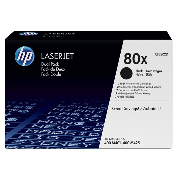 HP 80X (CF280XD) toner zwart hoge capaciteit dubbelpack (origineel) CF280XD 055072 - 1