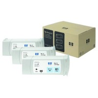 HP 81 (C5070A) multipack licht cyaan 3 stuks (origineel) C5070A 031485