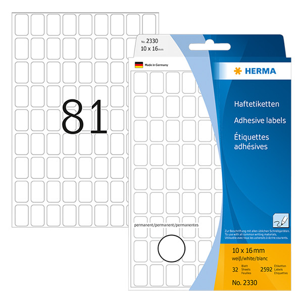 Herma 2330 multifunctionele etiketten 10 x 16 mm wit (2592 etiketten) 2330 230428 - 1