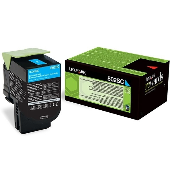 Lexmark 802SC (80C2SC0) toner cyaan (origineel) 80C2SC0 901340 - 1