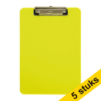 Aanbieding: 5x Maul neon klembord transparant geel A4 staand