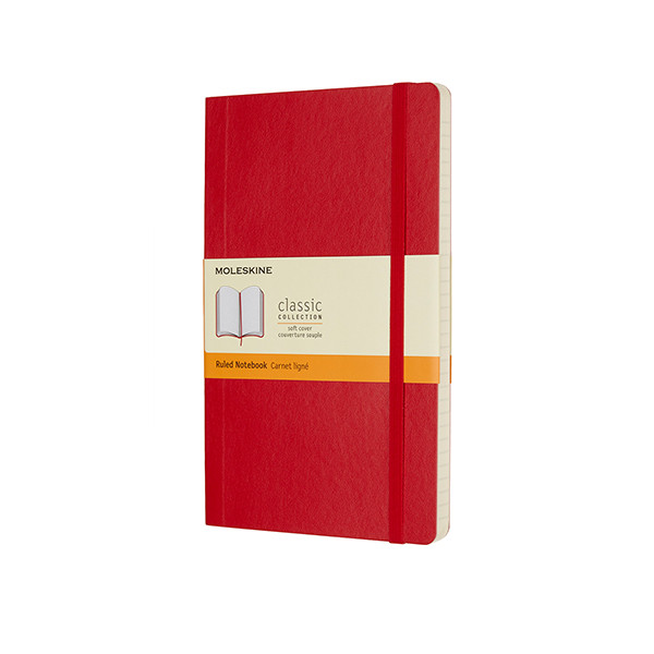 Moleskine large notitieboek gelijnd soft cover rood IMQP616F2 313076 - 1