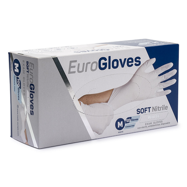 Nitril handschoenen maat M poedervrij wit (100 stuks)  SME00087 - 1