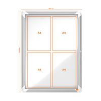 Nobo Premium Plus buitenvitrine 4 x A4 metaal 1902577 247484