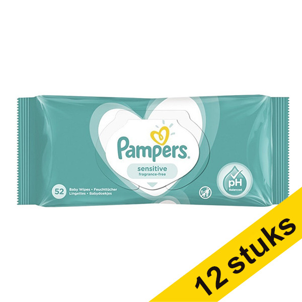 Pampers Aanbieding: 12x Pampers Sensitive billendoekjes (52 stuks)  SPA00191 - 1