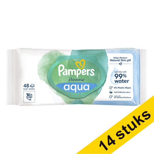 Pampers Aanbieding: 14x Pampers Harmonie Aqua billendoekjes (48 stuks)  SPA04042 - 1