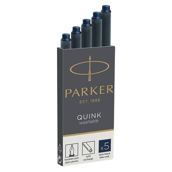 Parker 1950385 Quink inktpatroon blauw/zwart (5 stuks) 1950385 S0116250 214010 - 1