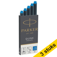 Aanbieding: 3x Parker 1950383 Quink inktpatroon koningsblauw uitwisbaar (5 stuks)