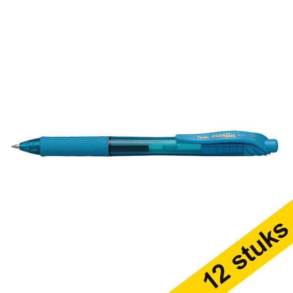 Pentel Aanbieding: 12x Pentel Energel BL107 rollerpen lichtblauw  210064 - 1