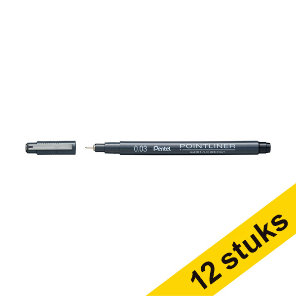 Pentel Aanbieding: 12x Pentel Pointliner S20P fineliner zwart (0,03 mm)  210310 - 1