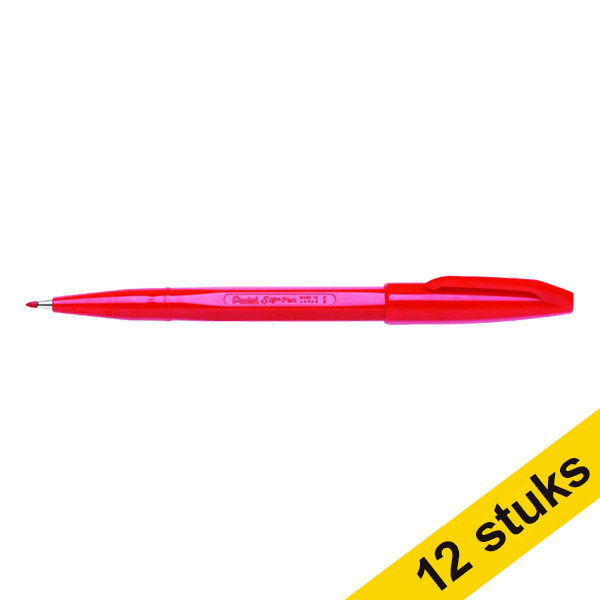 Pentel Aanbieding: 12x Pentel Sign S520 fineliner rood (0,8 mm)  210082 - 1