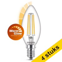 Aanbieding: 4x Philips E14 filament ledlamp kaars WarmGlow dimbaar 3.4W (40W)