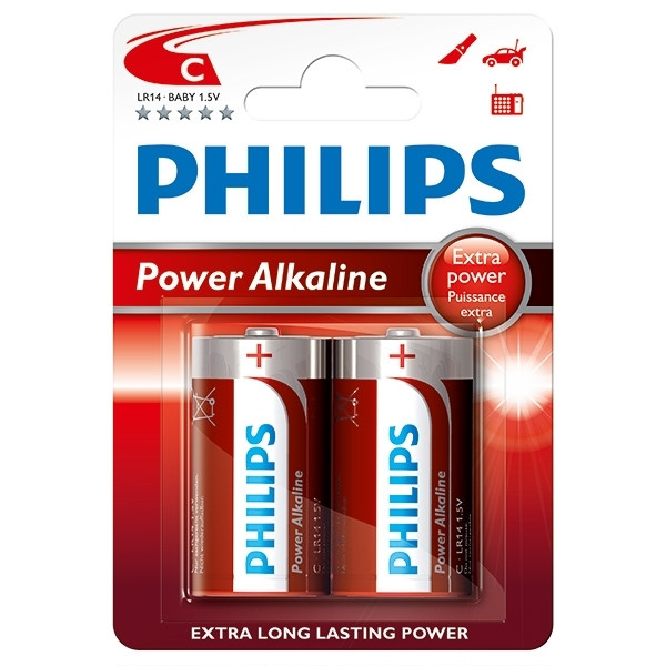 Gedetailleerd Franje Pikken Philips Power Alkaline LR14 Baby C batterij 2 stuks Philips 123inkt.be