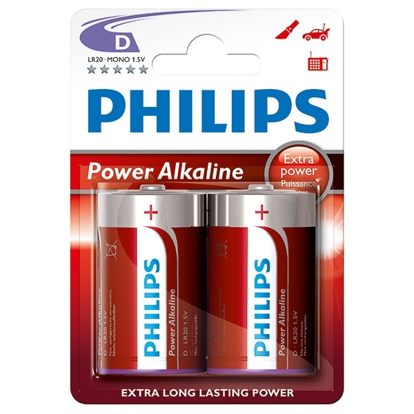 goedkeuren Rationeel Doorlaatbaarheid Philips Power Alkaline LR20 Mono D batterij 2 stuks Philips 123inkt.be