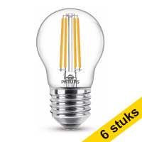 Voordeelverpakking: 6x Philips E27 filament ledlamp kogel 2700K 6.5W (60W)