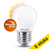 Voordeelverpakking: 6x Philips E27 ledlamp kogel mat WarmGlow 3.4W (40W)