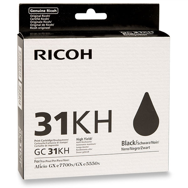 Ricoh GC-31KH gel inktcartridge zwart hoge capaciteit (origineel) 405701 073806 - 1