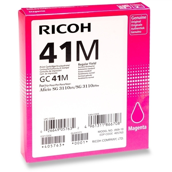 Ricoh GC-41M gel inktcartridge magenta hoge capaciteit (origineel) 405763 073794 - 1