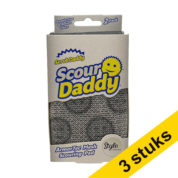 Scrub Daddy Aanbieding: 3x Scrub Daddy Scour Daddy spons grijs Style Collection (2 stuks)  SSC00237 - 1