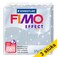 Aanbieding: 3x Fimo effect klei 57g glitter zilver | 812