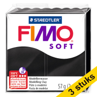 Aanbieding: 3x Fimo soft klei 57g zwart | 9