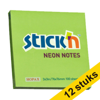 Aanbieding: 12x Stick'n notes fluogroen 76 x 76 mm