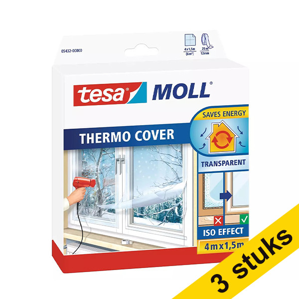 Tesa Aanbieding: 3x Tesa TesaMoll Thermo Cover isolatiefolie transparant 4 m x 1,5 m (6m²)  203333 - 1