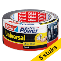 Aanbieding: 5x Tesa extra Power Universal duct tape 50 mm x 25 m (1 rol) zwart