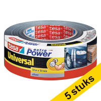 Aanbieding: 5x Tesa extra Power Universal duct tape 50 mm x 50 m (1 rol) grijs