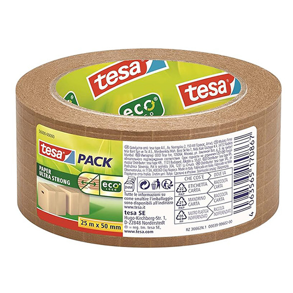 Tesa Eco Ultra Strong verpakkingstape bruin papier 50 mm x 25 m (1 rol) 56000-00000-00 203382 - 1