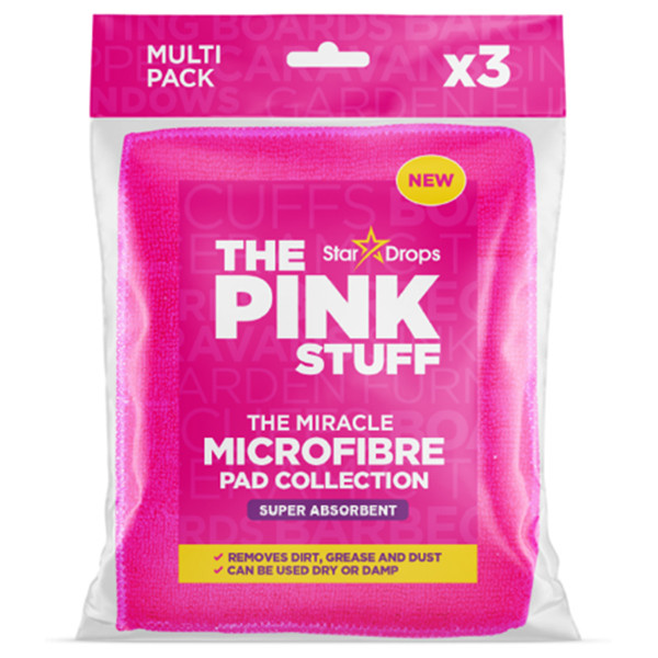 The Pink Stuff microvezel absorberende schoonmaakpads roze (3 stuks)  SPI00063 - 1