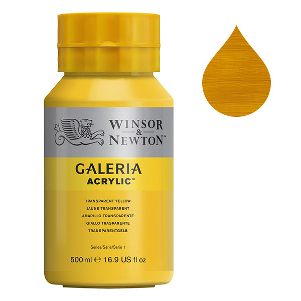 Winsor & Newton Galeria acrylverf 653 transparent yellow (500 ml) 2150653 410113 - 1