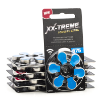 XX-TREME Longlife Extra 675 / PR44 / blauw gehoorapparaat batterij 60 stuks (123accu huismerk)