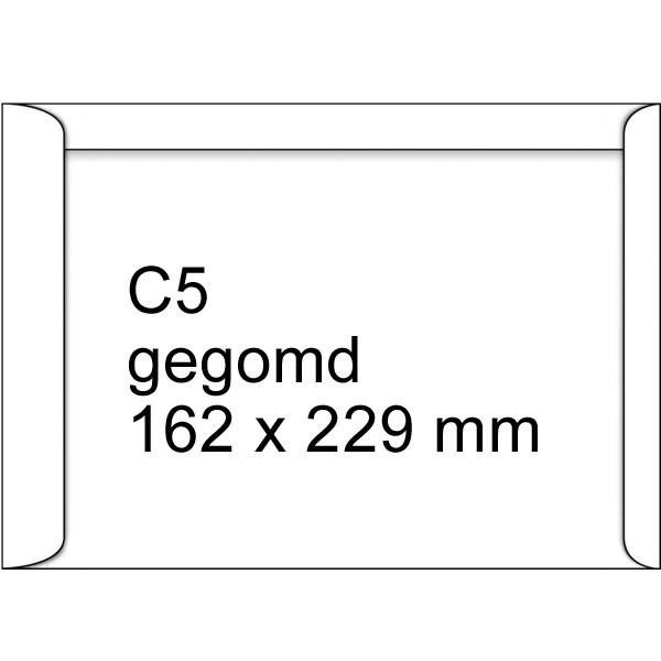 Zak-envelop wit 162 x 229 mm - C5 gegomd (500 stuks) 303060 209060 - 1