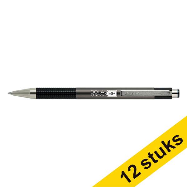 Zebra Pen Aanbieding: 12x Zebra F301A balpen grijs  423808 - 1