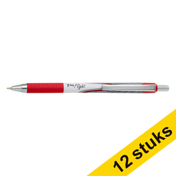 Zebra Pen Aanbieding: 12x Zebra Z-Grip Flight balpen rood  423819 - 1