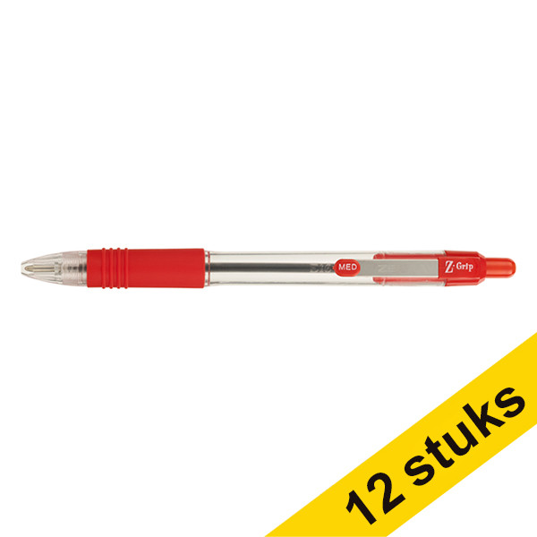 Zebra Pen Aanbieding: 12x Zebra Z-Grip balpen rood  423816 - 1