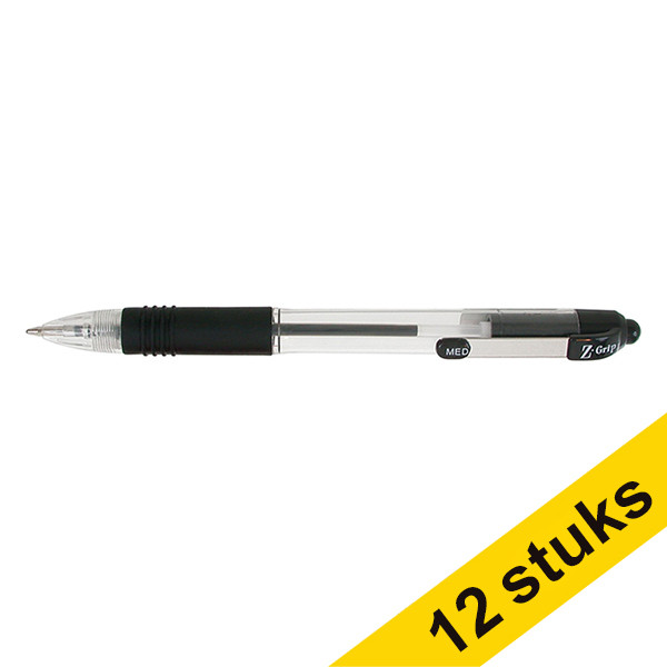 Zebra Pen Aanbieding: 12x Zebra Z-Grip balpen zwart  423815 - 1