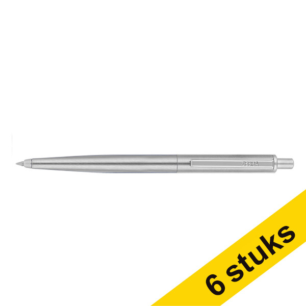 Zebra Pen Aanbieding: 6x Zebra 901 balpen zilver  423804 - 1